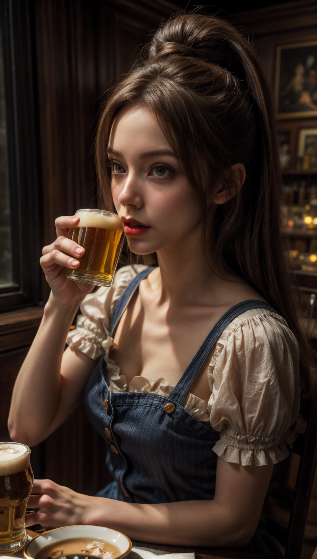 01873-4194203588-“Alice at a tea party by Thomas Kinkade, Alice in Wonderland, trending on Artstation” drinking beer, perfect composition, hyperr.png